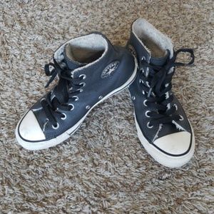 Converse All Star Hi Top Leather Fleece Lined sz 3